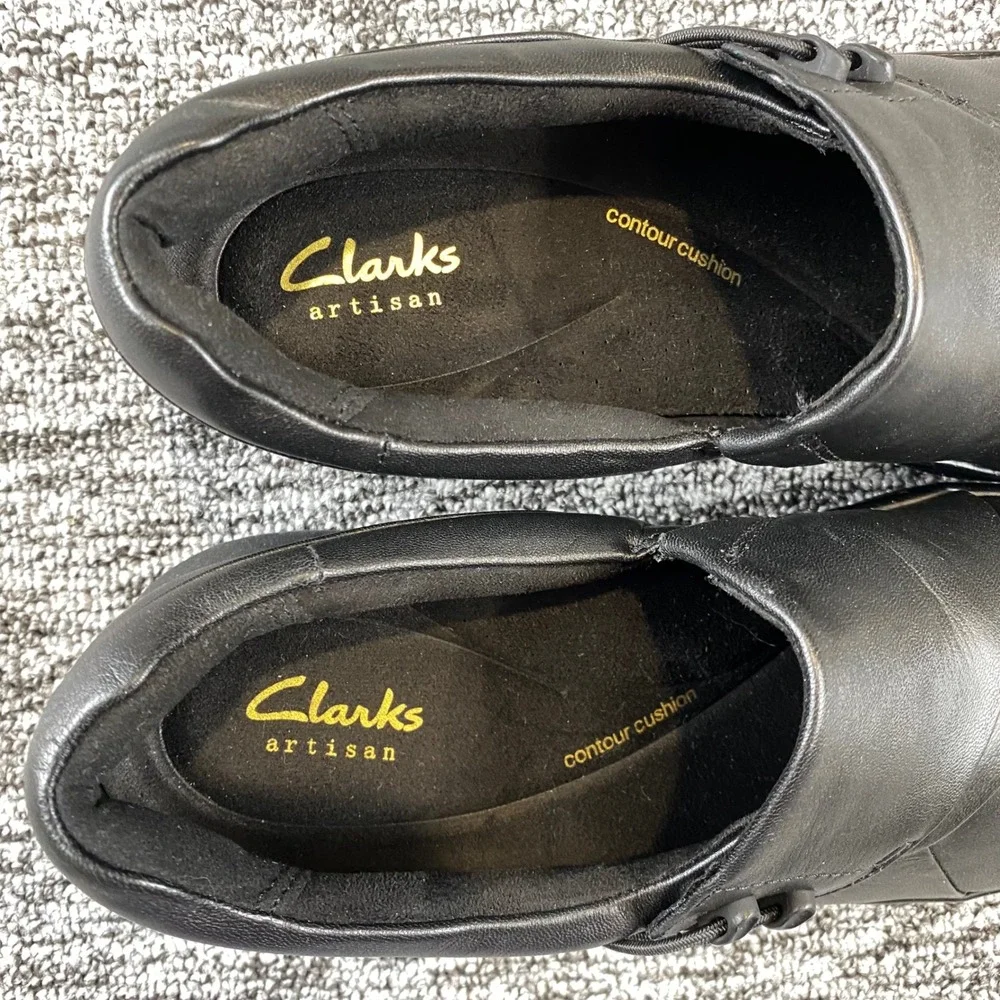 Clarks Artisan Lynell Slip Womens 8 N Black Leather Comfort Shoes 26182971